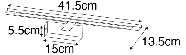 Nástěnná lampa černá 41,5 cm včetně LED IP44 - Jerre