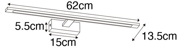 Moderní nástěnné svítidlo černé 62 cm vč. LED IP44 - Jerre