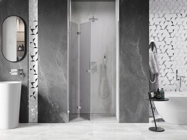 Mexen, Mexen Lunar-F levé skládací sprchové dveře 60 cm, průhledné, chrom - 836-060-000-01-00-L