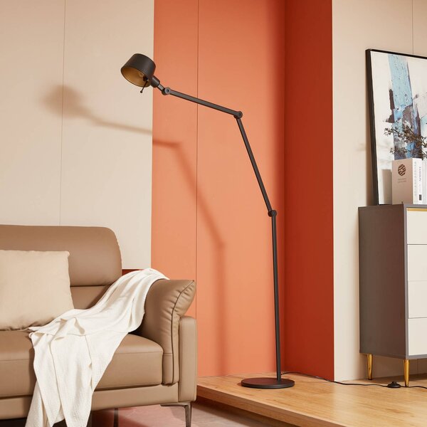 Lucande Silka stojací lampa, výška 216 cm, nastavitelná, černá
