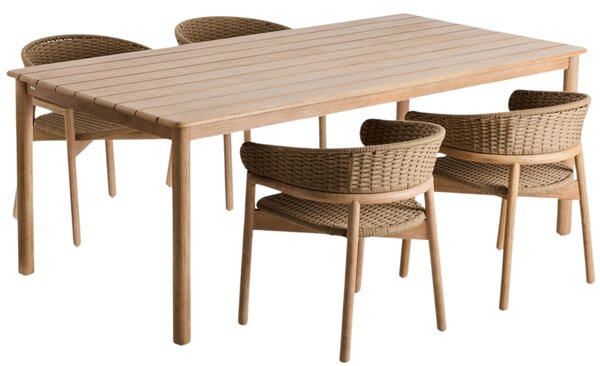 Kave Home Dřevěný zahradní set stolu Sori a čtyř židlí Arinella