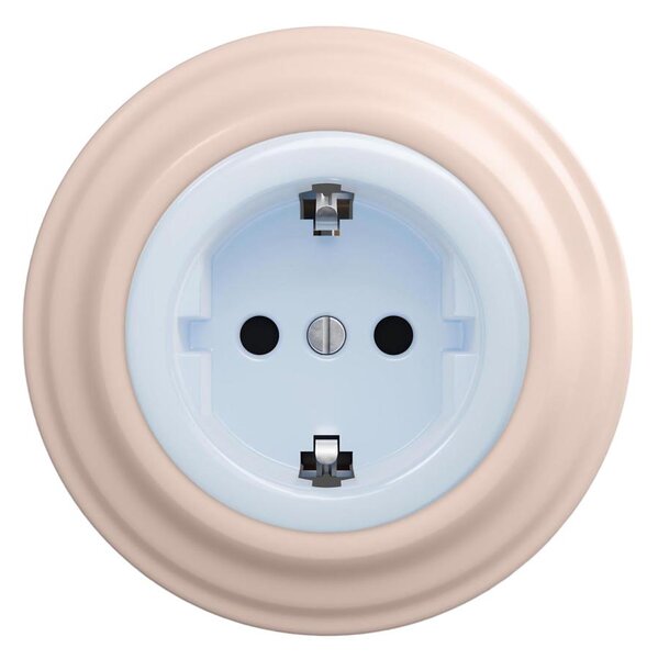 Reblig - Retro zásuvka domovní s rámečkem SCHUKO 230V/16A modrá/starorůžová