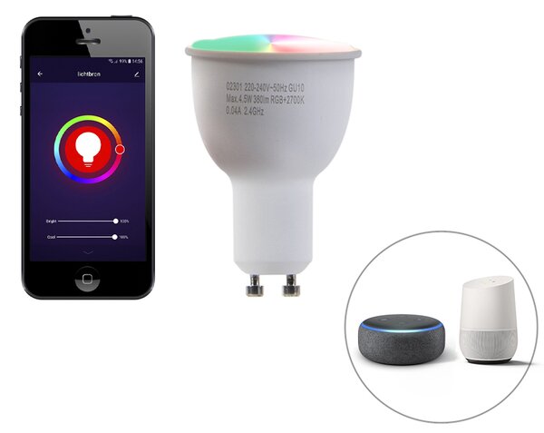 Chytrá moderní nástěnná lampa černá IP44 vč. 2 Wifi GU10 - Baleno