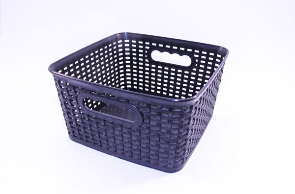 Arte Regal Plastový univerzální košík RATAN (čtverec 21x21), černý AR41694