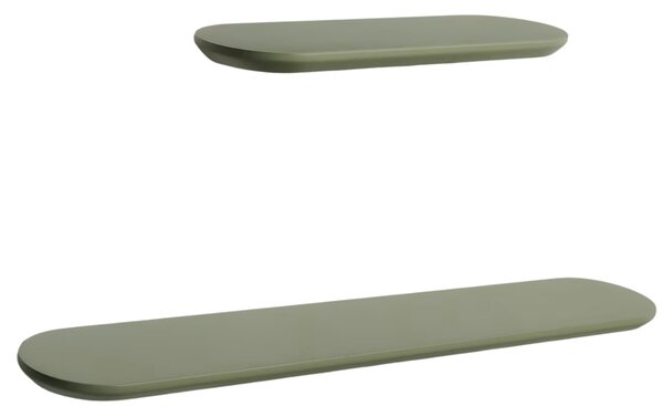 Kave Home Set dvou zelených lakovaných polic Arely 35/55 cm