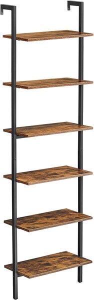 VASAGLE Knihovna žebřík 60x30x204,8cm černý hnědý