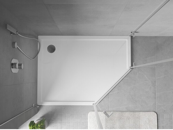 Mexen Flow Slim, levostranná pětiúhelníková sprchová vanička 100 x 90 cm, bílá lesklá, 46P109010L