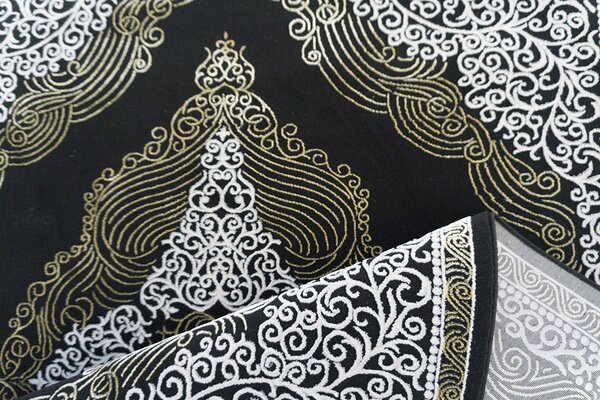 BE Koberec Elite 3935 BLACK GOLD - černý obdélníkový Rozměr: 60x100 cm