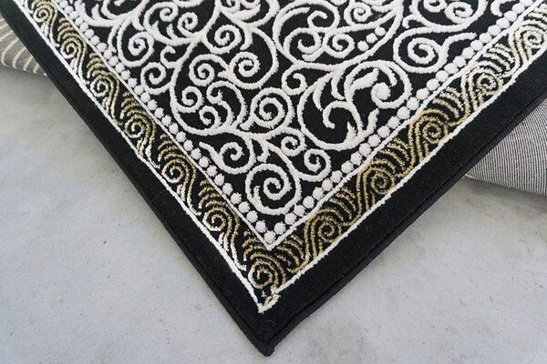 BE Koberec Elite 3935 BLACK GOLD - černý obdélníkový Rozměr: 60x100 cm