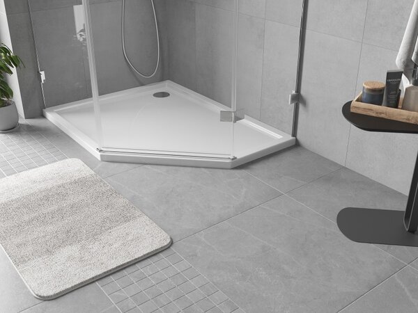 Mexen Flow Slim, levostranná pětiúhelníková sprchová vanička 100 x 90 cm, bílá lesklá, 46P109010L