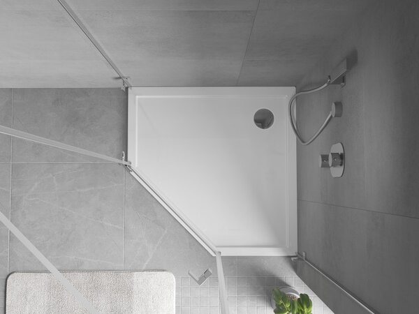 Mexen Flow Slim, pětiúhelníková sprchová vanička 80 x 80 cm, bílá lesklá, 46P108080