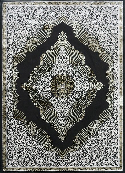BE Koberec Elite 3935 BLACK GOLD - černý obdélníkový Rozměr: 60x100 cm
