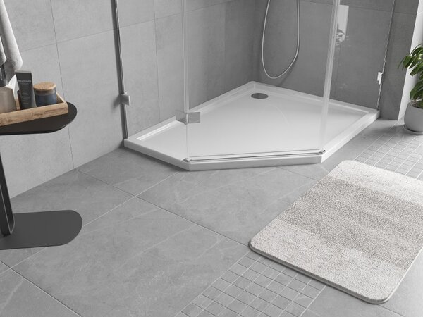 Mexen Flow Slim, pravostranná pětiúhelníková sprchová vanička 90 x 80 cm, bílá lesklá, 46P108090R