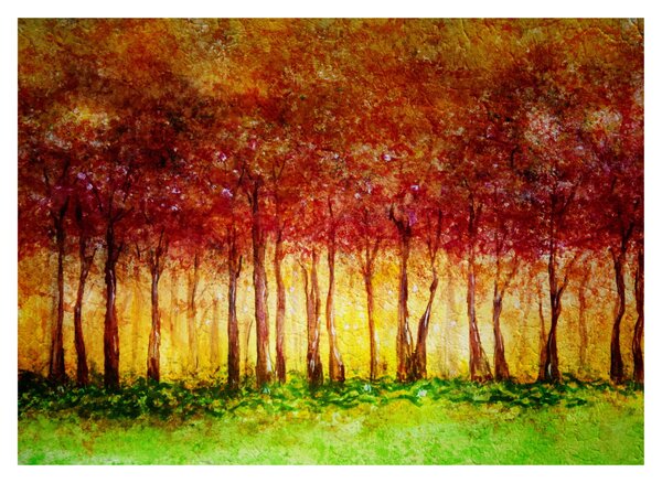 Skleněný obraz - Malba listnatého lesa (70x50 cm)