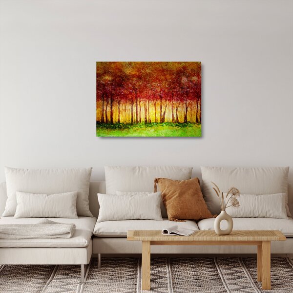 Skleněný obraz - Malba listnatého lesa (70x50 cm)