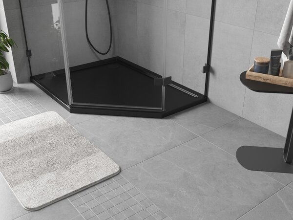 Mexen Flow, pětiúhelníková sprchová vanička slim levá 90 x 80 cm, černá matná - 46P708090L