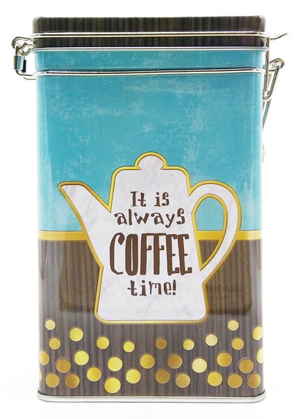 Easy Life Plechová dóza Bílá konvička Coffee, 10,5 x 6,5 x 17,5 cm