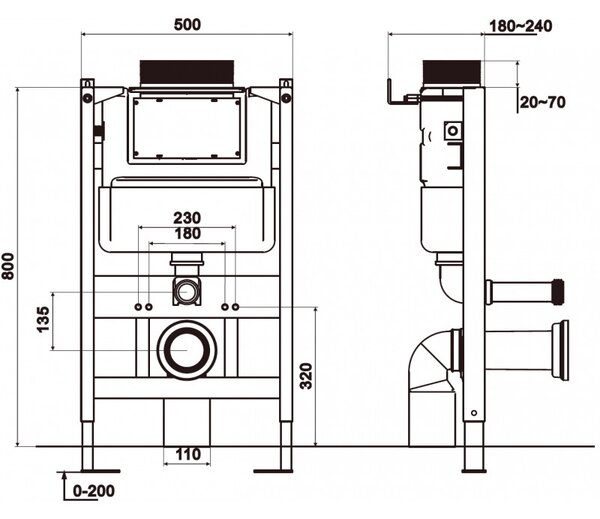 Mexen Fenix XS-F, snížený podomítkový pneumatický modul pro závěsné WC, horní splachování, 61850A
