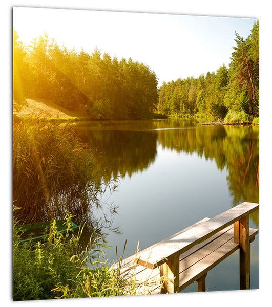 Obraz - Jezero u lesa (30x30 cm)