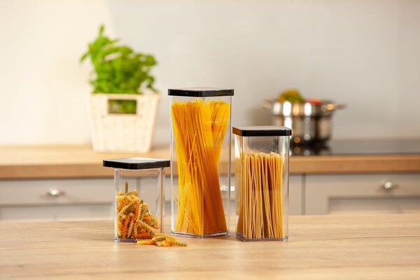 Dóza na potraviny 1,5 l Rotho Loft - LONG Black, černá
