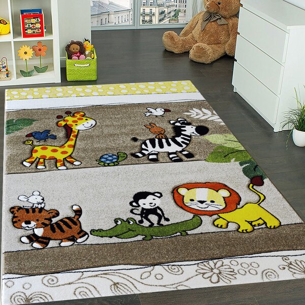 BE Dětský koberec Smart Kids 22310 BEIGE - béžový obdélníkový, safari Rozměr: 120x180 cm