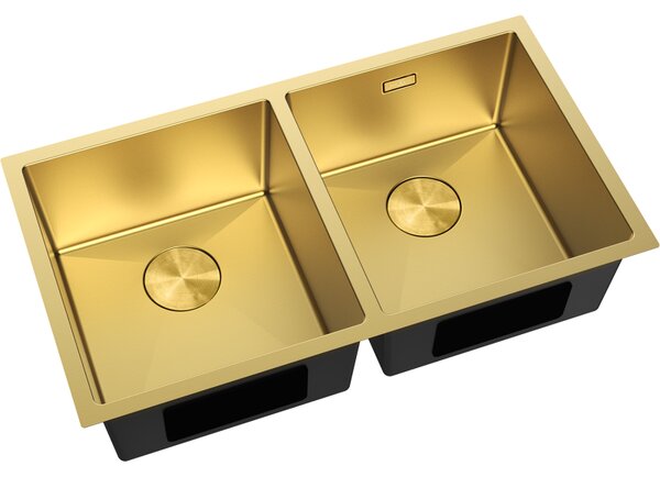 Mexen Binox, 2-komorový nerezový dřez 800 x 450 mm, broušená zlatá, 6421802000-55