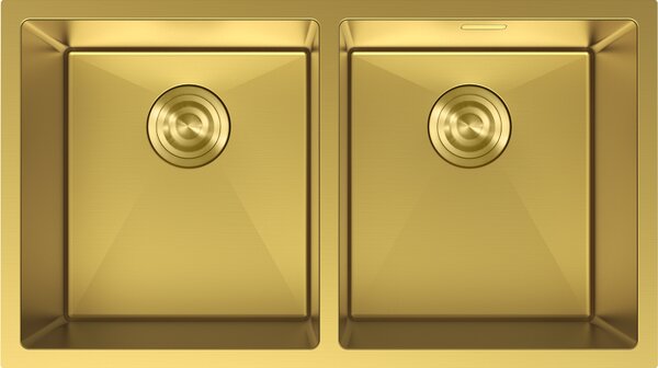 Mexen Binox, 2-komorový nerezový dřez 800 x 450 mm, broušená zlatá, 6421802000-55