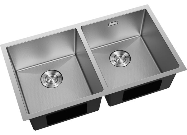 Mexen Binox, 2-komorový nerezový dřez 800 x 450 mm, broušená ocel, vzor voština, 6421802000-01HC
