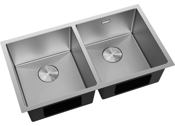 Mexen Binox, 2-komorový nerezový dřez 800 x 450 mm, broušená ocel, vzor voština, 6421802000-01HC