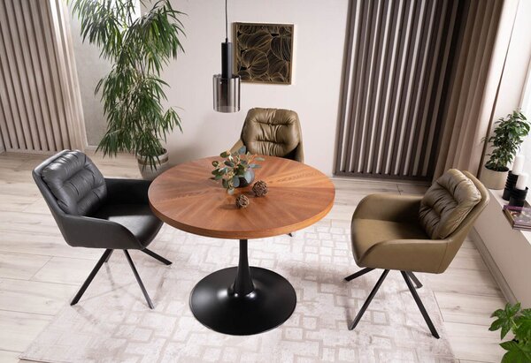 Stůl Amadeo 100 MDF ořech / kov černý matný