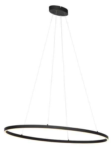 Designové závěsné svítidlo černé oválné včetně LED 3 stupňové stmívatelné - Ovallo