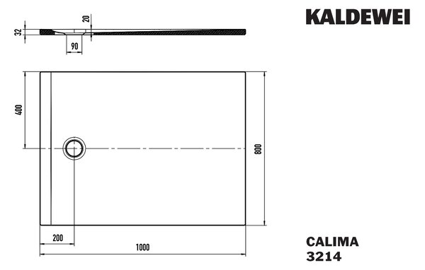 Kaldewei Calima - Sprchová vanička 1000x800 mm, SolidLite, Invisible Grip, alpská bílá 321411111001