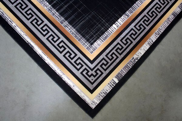 BE Koberec Porte 2228 BLACK GOLD - černý obdélníkový Rozměr: 50x80 cm