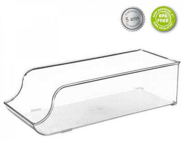 5Five® Transparentní organizér, do lednice, snížená přední hrana, BINS 34 x 13 x 10 cm
