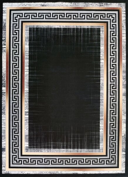 BE Koberec Porte 2228 BLACK GOLD - černý obdélníkový Rozměr: 50x80 cm
