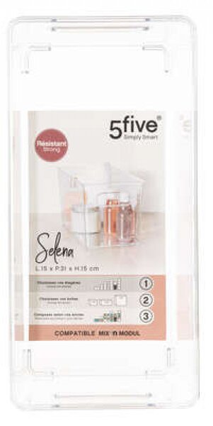 5Five® Transparentní box, víceúčelový, s madly SELENA, 31x15x15