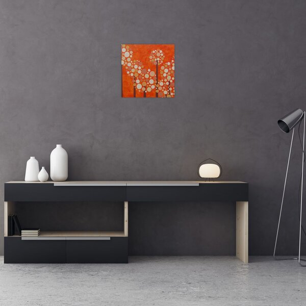 Obraz - Oranžový les (30x30 cm)