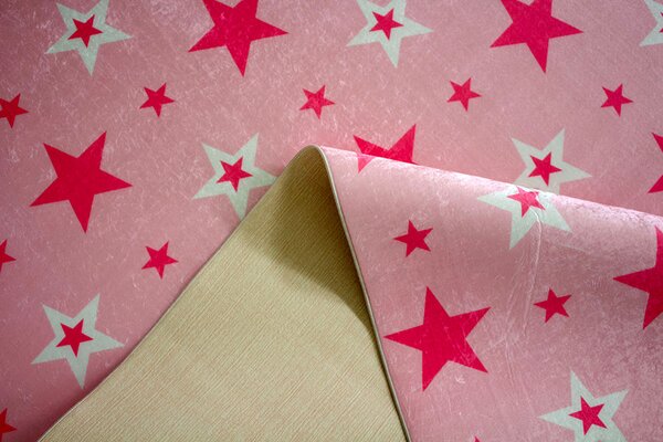 BE Koberec Porte 8461 PINK - růžové obdélníkové hvězdy Rozměr: 60x100 cm