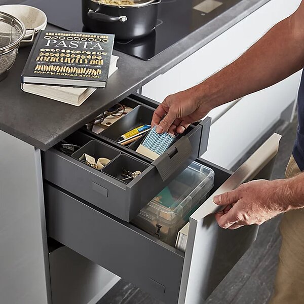 Goodhome Organizér do šuplíku, do kuchyně, příborník - NITAKI šedý plast (9x9)