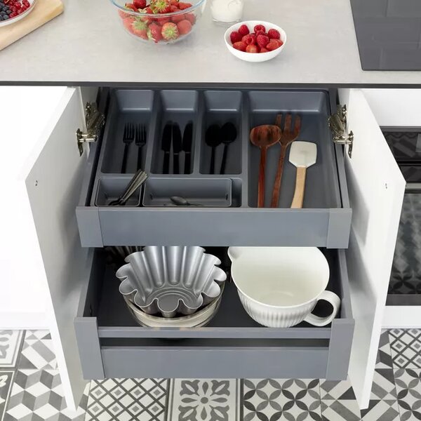 Goodhome Organizér do šuplíku, do kuchyně, příborník - NITAKI šedý plast (9x9)
