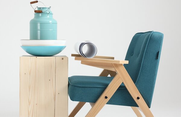 Nordic Design Modré látkové křeslo Vinnie