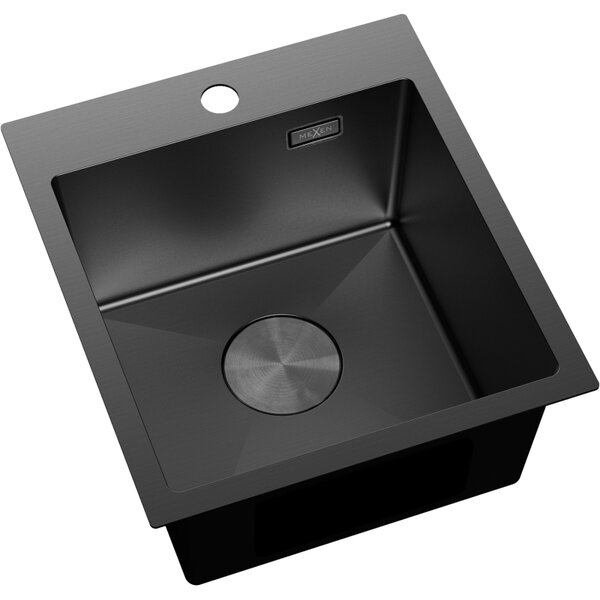 Mexen Solix, 1-komorový nerezový dřez 400 x 450 mm, černá, 6401401000-70