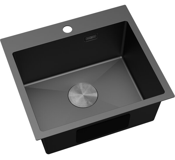 Mexen Solix, 1-komorový nerezový dřez 500 x 450 mm, černá, 6402501000-70