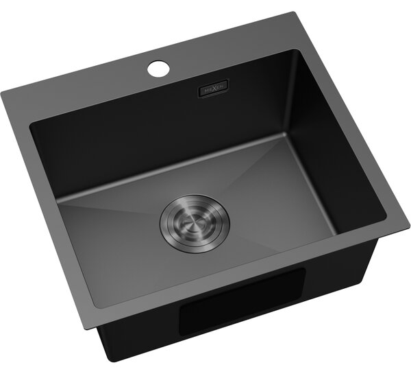 Mexen Solix, 1-komorový nerezový dřez 500 x 450 mm, černá, 6402501000-70