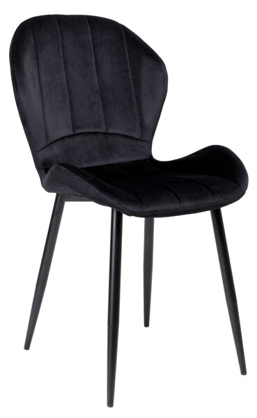 ViaDomo Via Domo - Sametová židle Collina - černá - 88x50x57 cm