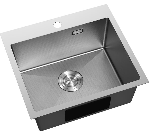 Mexen Solix, 1-komorový nerezový dřez 500 x 450 mm, broušená ocel, vzor voština, 6402501000-01HC