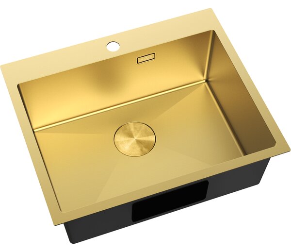 Mexen Solix, 1-komorový nerezový dřez 600 x 500 mm, broušená zlatá, 6408601000-55