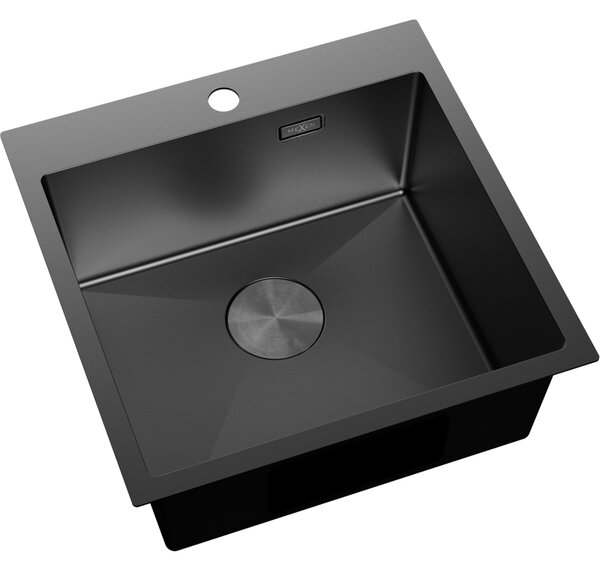 Mexen Solix, 1-komorový nerezový dřez 500 x 500 mm, černá, 6407501000-70