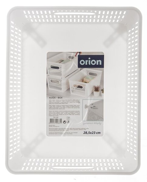 Orion L - Univerzální košík NESTA, vysunovací klapky pro stohování, bílý, 28 x 23 x 12 cm