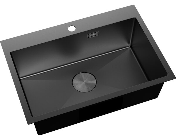 Mexen Solix, 1-komorový nerezový dřez 650 x 450 mm, černá, 6403651000-70